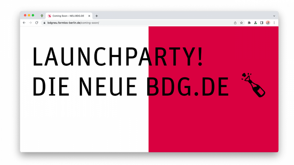 Brwoser-Mockup. »Launchparty! Die neue bdg.de«