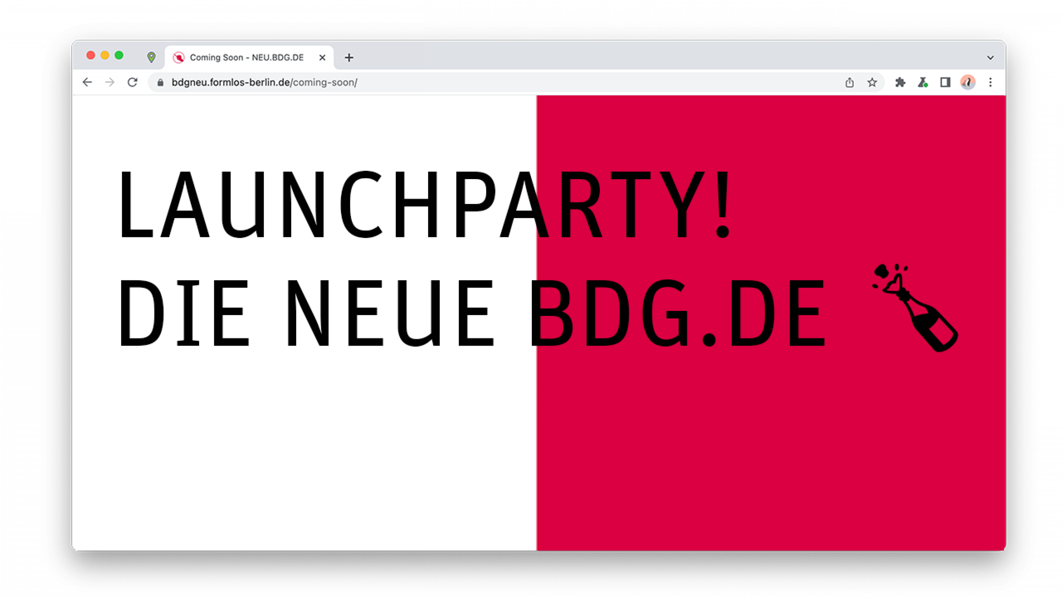 Brwoser-Mockup. »Launchparty! Die neue bdg.de«